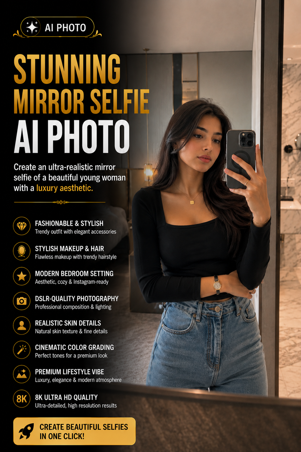 Stunning Aesthetic Mirror Selfie